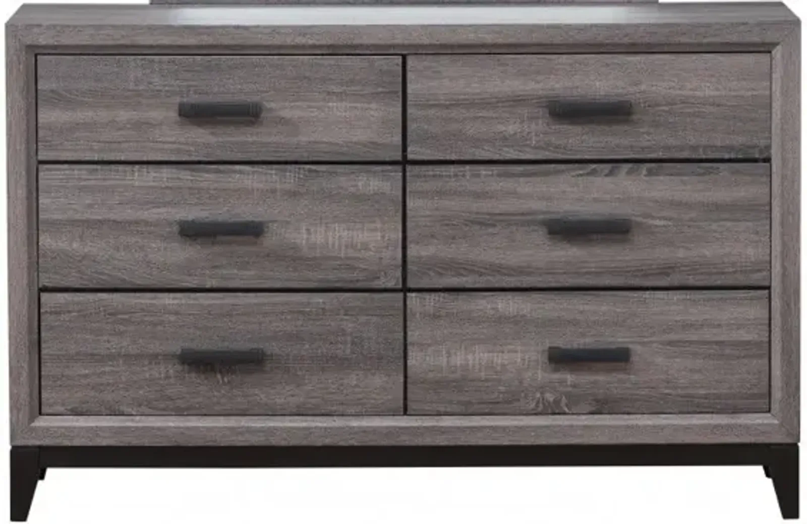 Solid Wood, Six Drawer Double Dresser - Gray