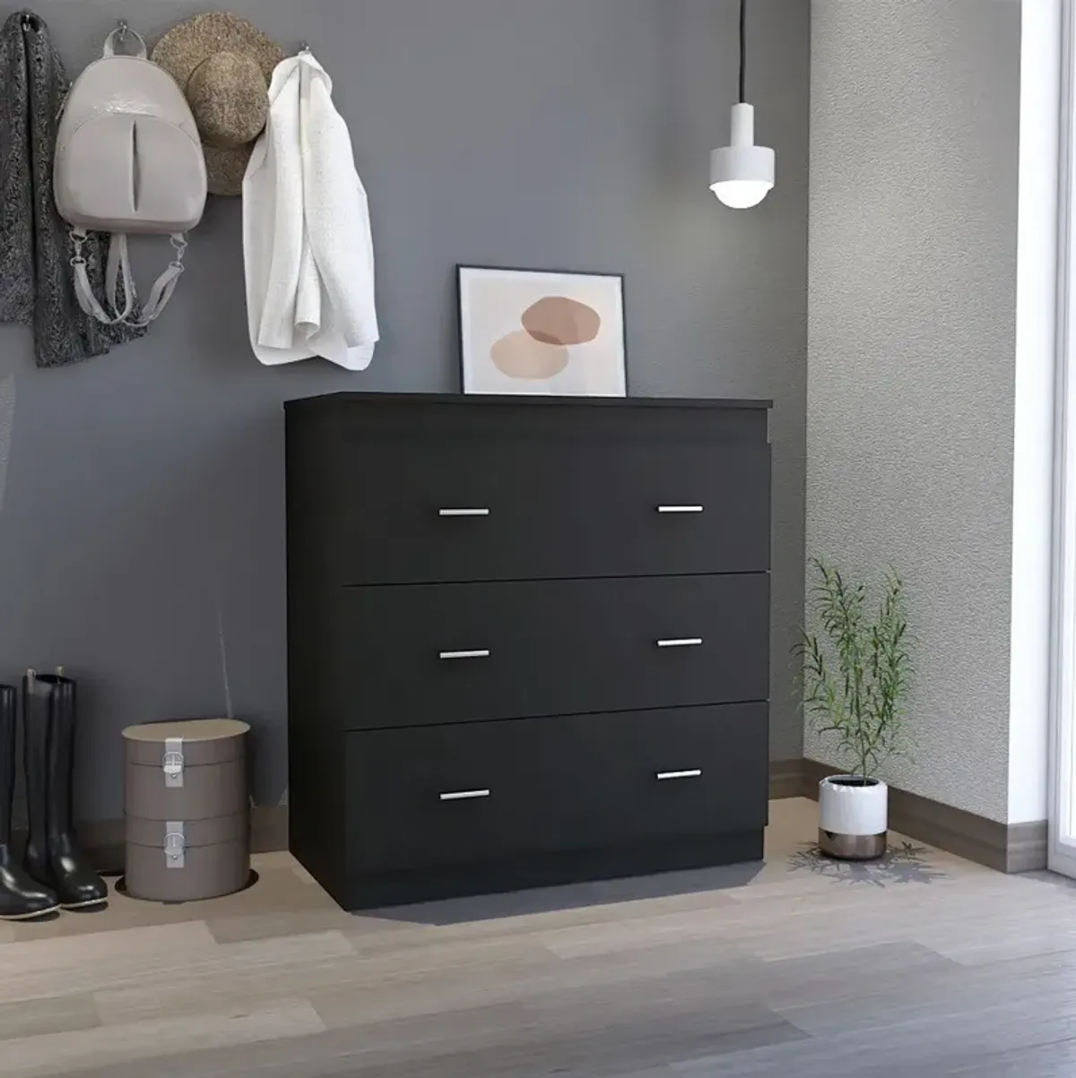 Wengue Three Drawer Dresser - Black