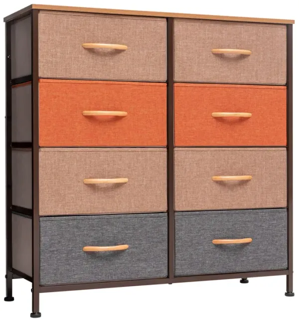 Steel And Fabric Eight Drawer Chest - Brown