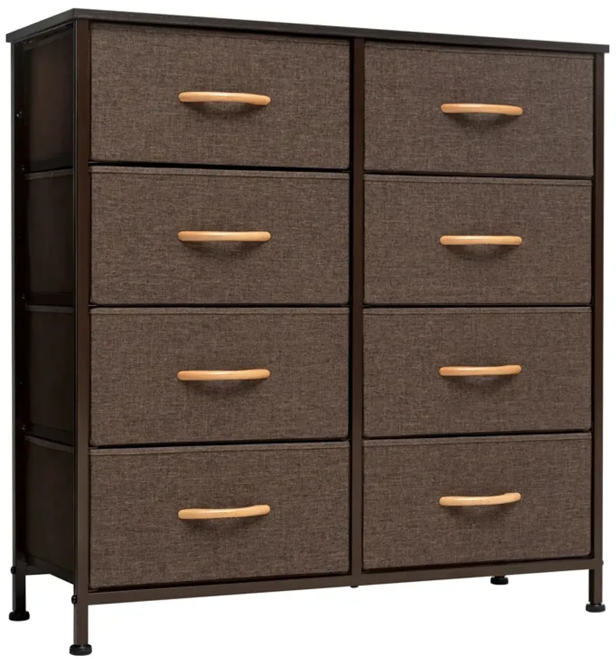 Steel And Fabric 8 Drawer Chest - Brown