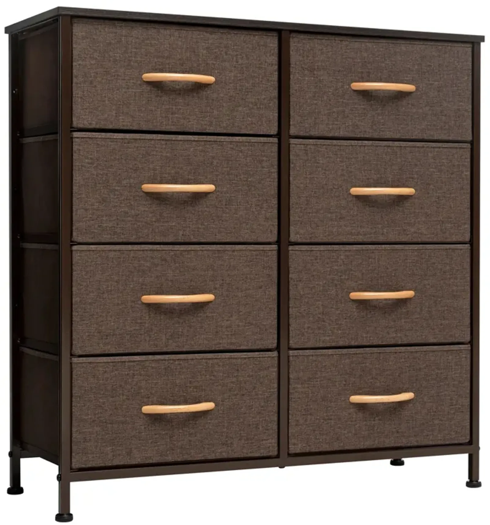 Steel And Fabric 8 Drawer Chest - Brown