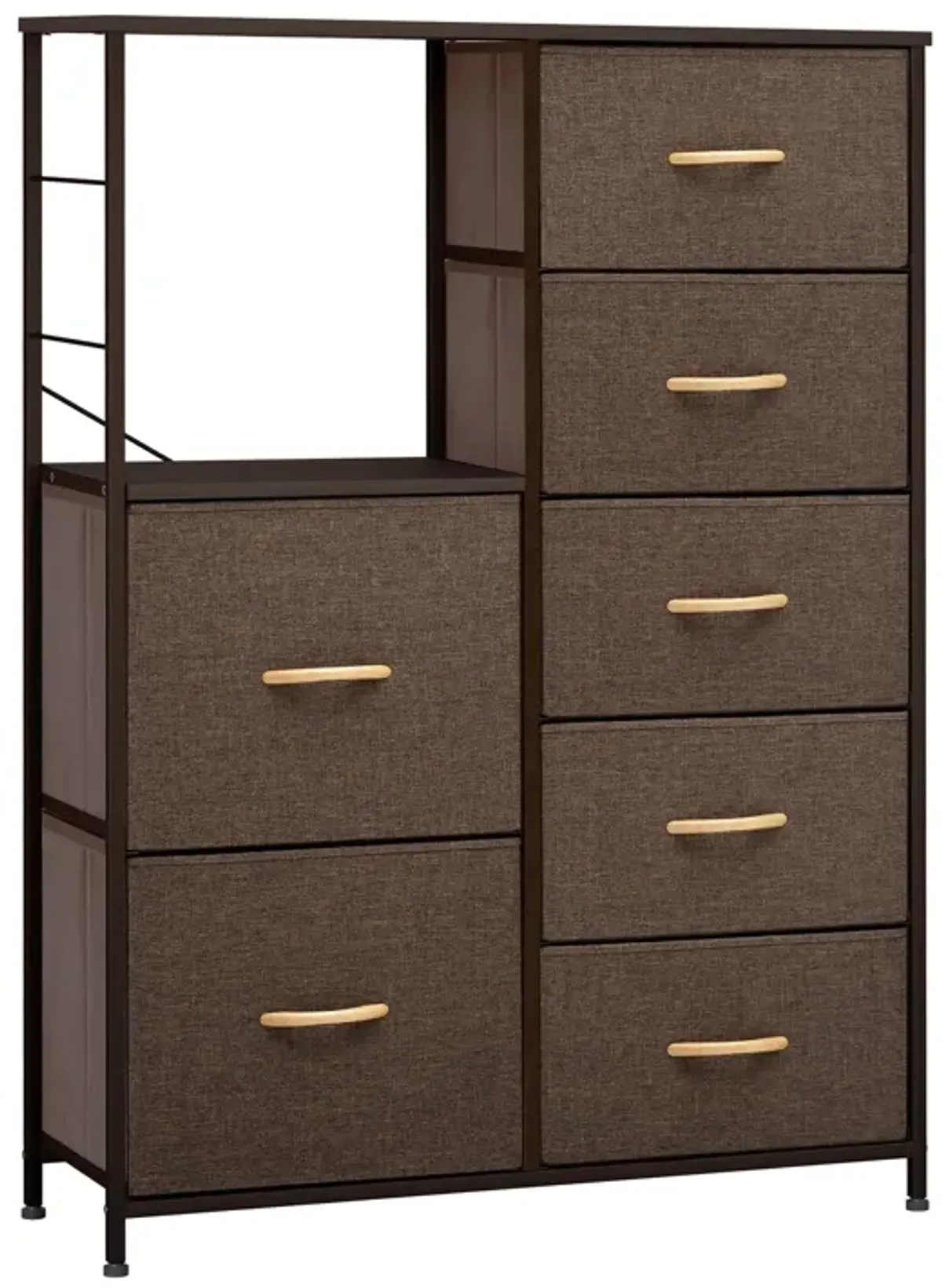 Steel And Fabric Seven Drawer Chest - Brown