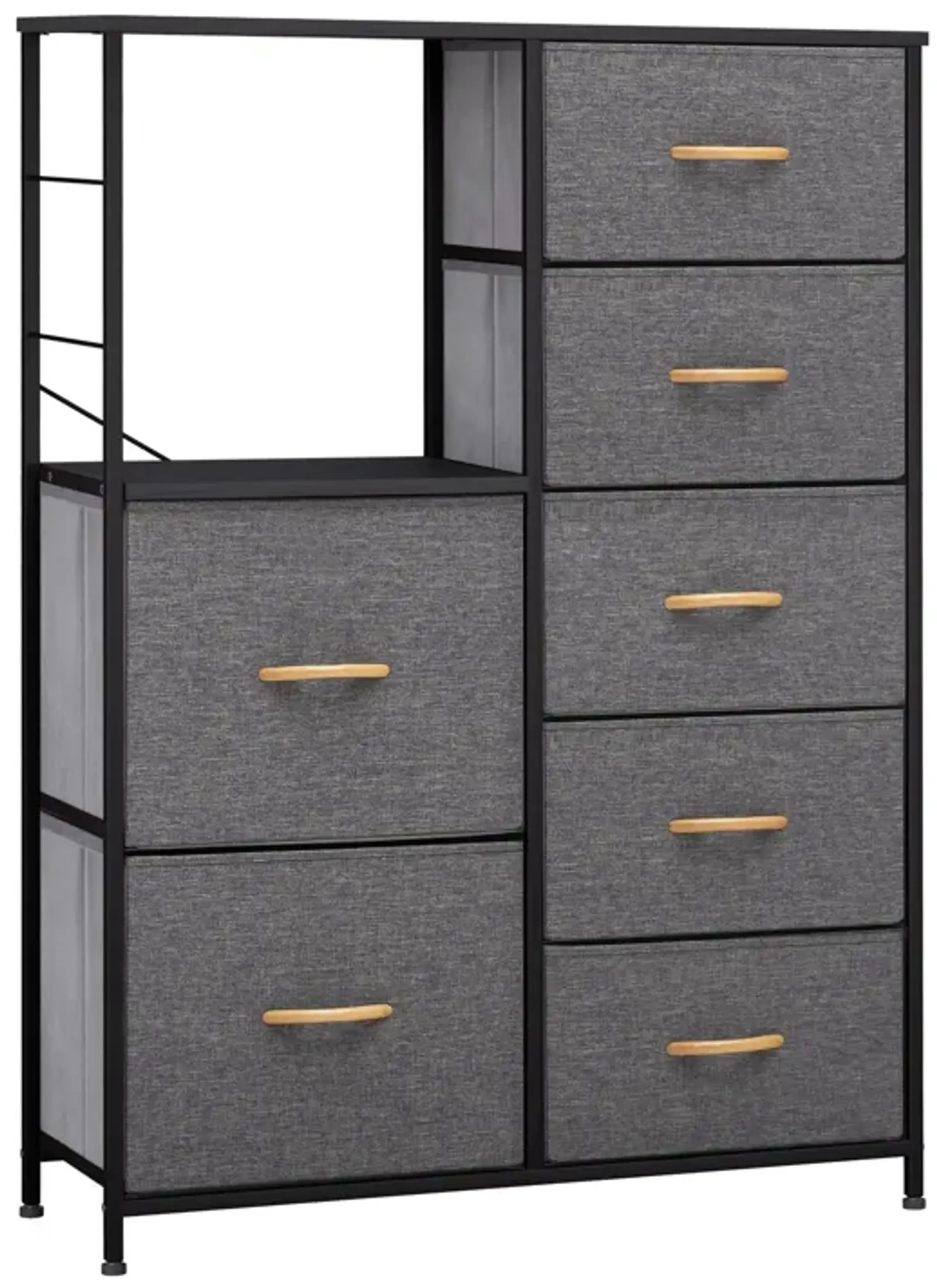 Steel And Fabric Seven Drawer Chest - Gray / Black