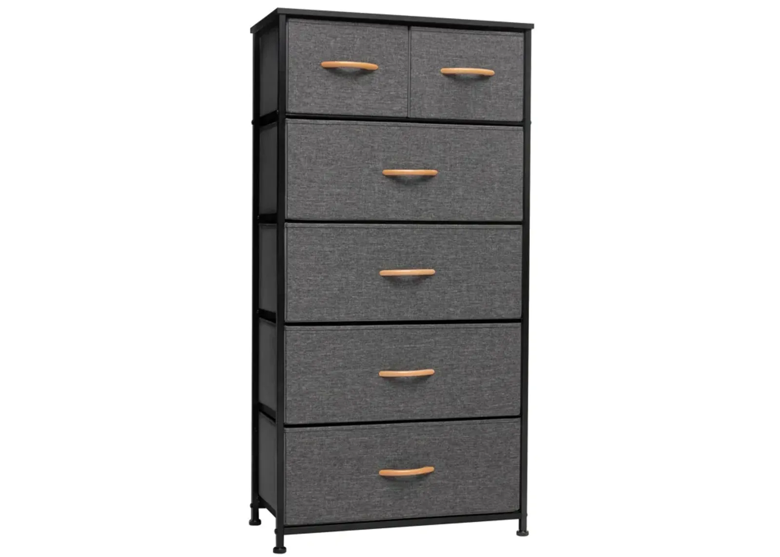 Fabric Six Drawer Chest - Gray / Black