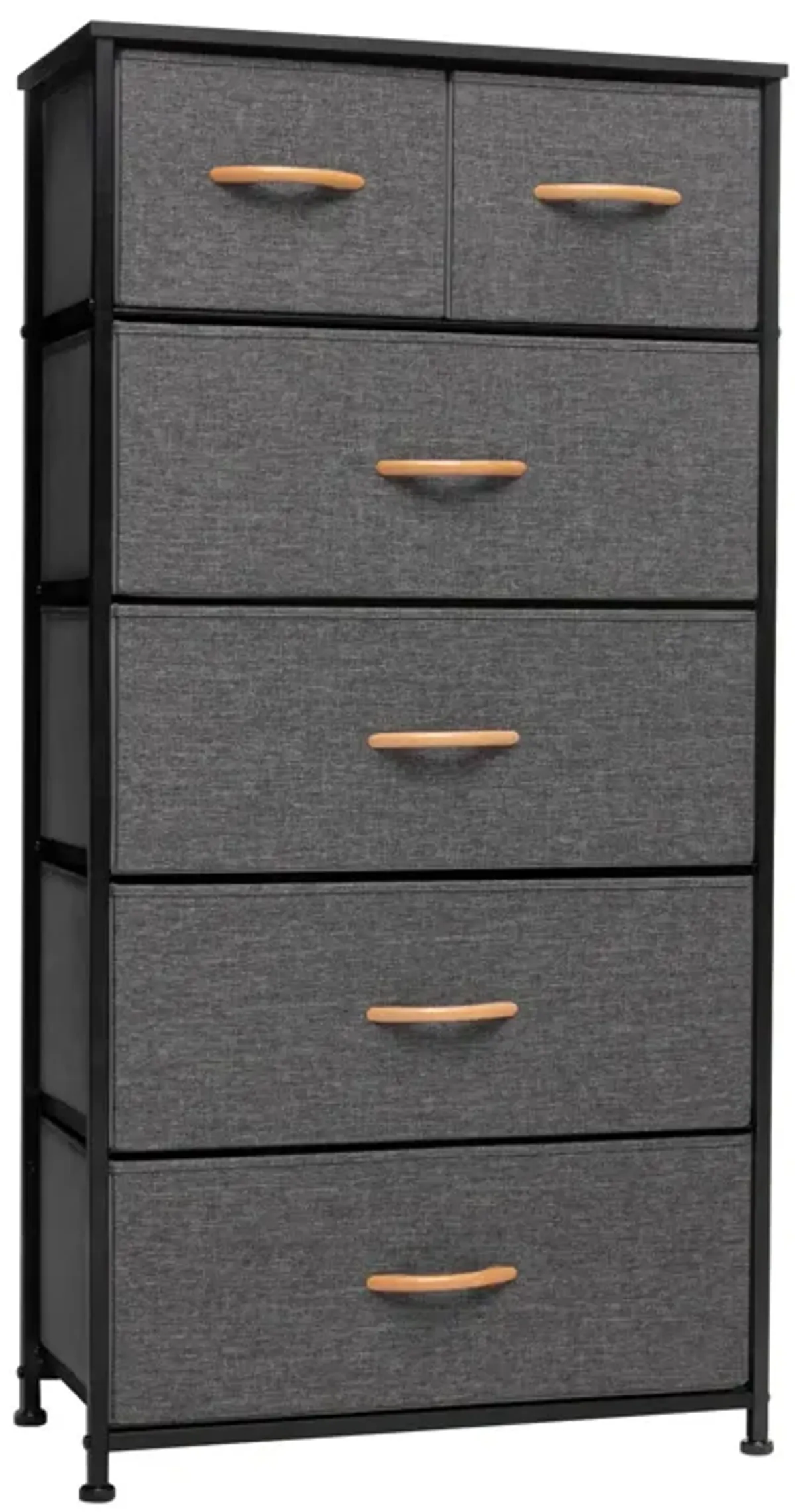 Fabric Six Drawer Chest - Gray / Black