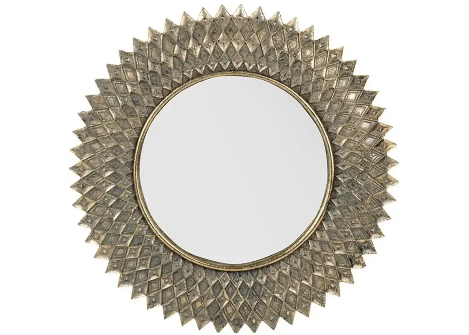 13" Sunburst Framed Accent Mirror - Gold