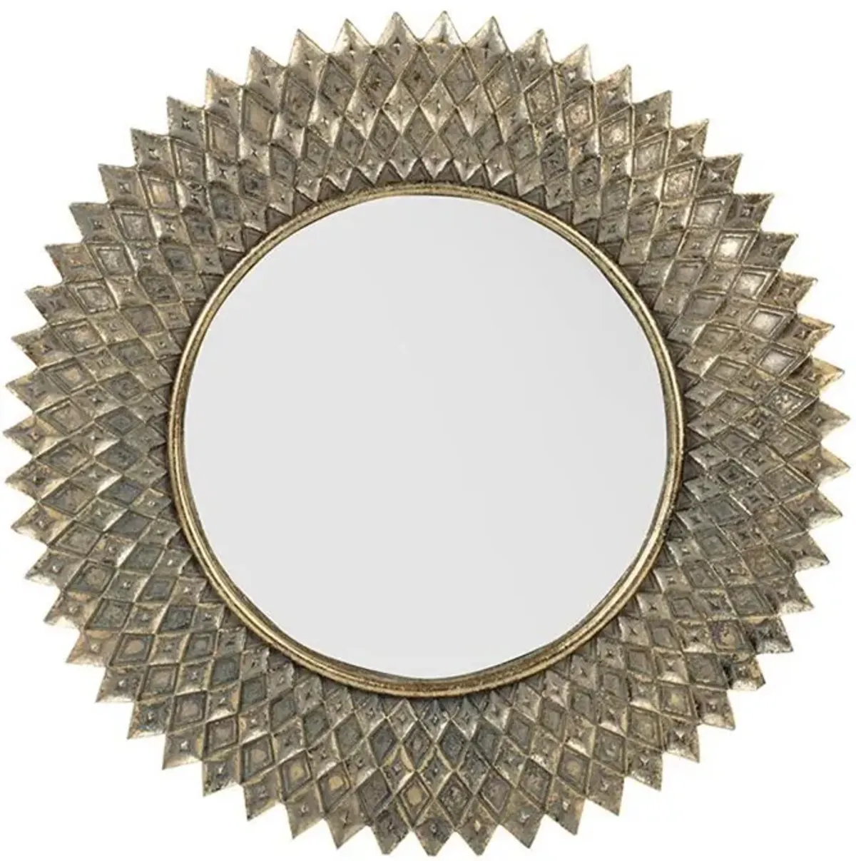 13" Sunburst Framed Accent Mirror - Gold