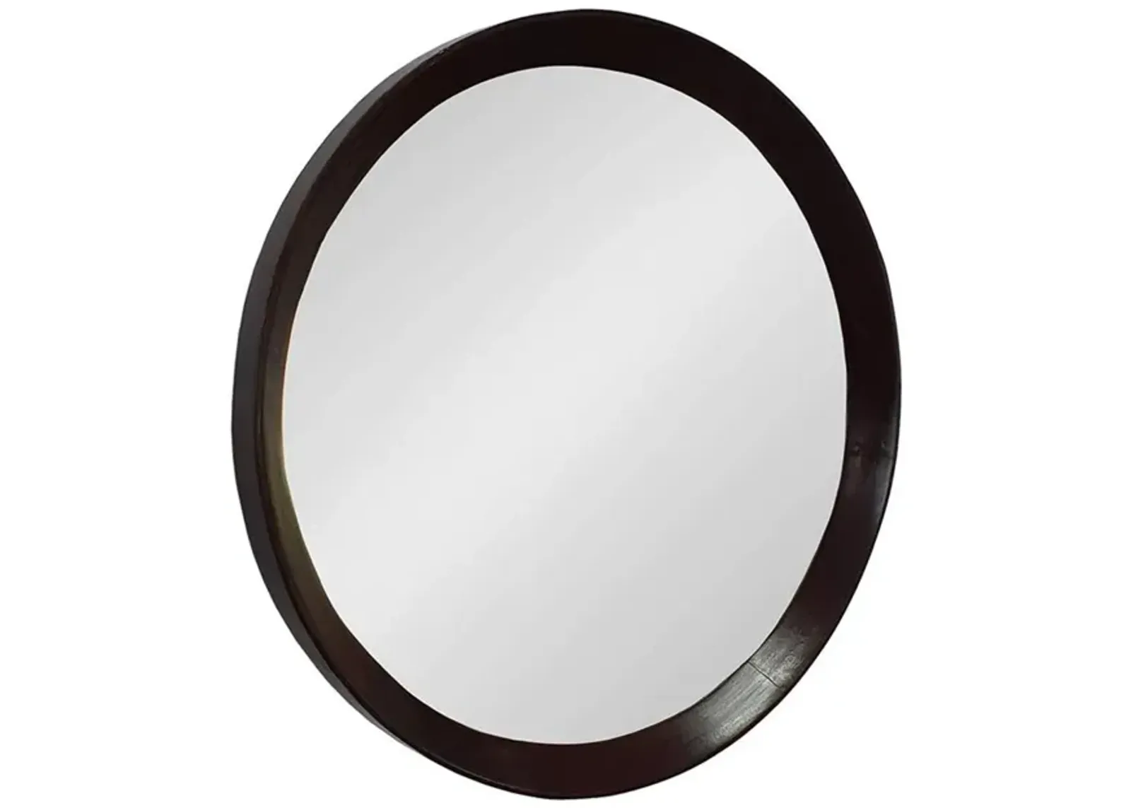 20" Round Framed Accent Mirror - Dark Brown