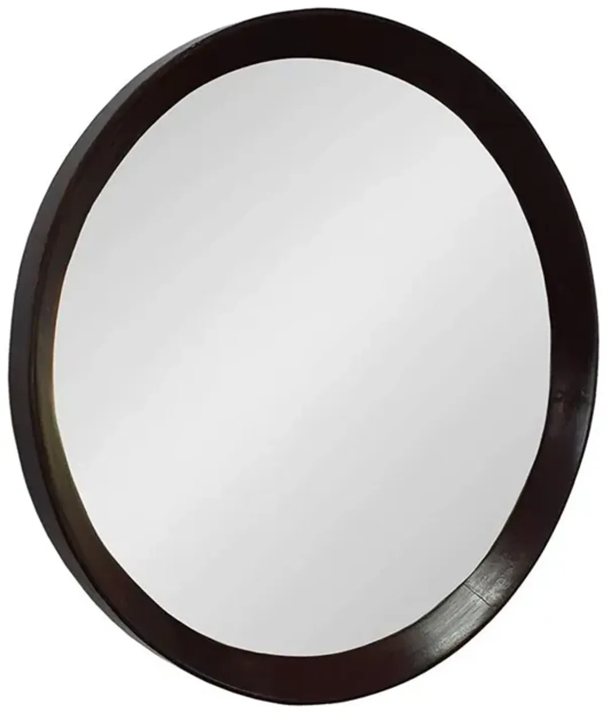 20" Round Framed Accent Mirror - Dark Brown