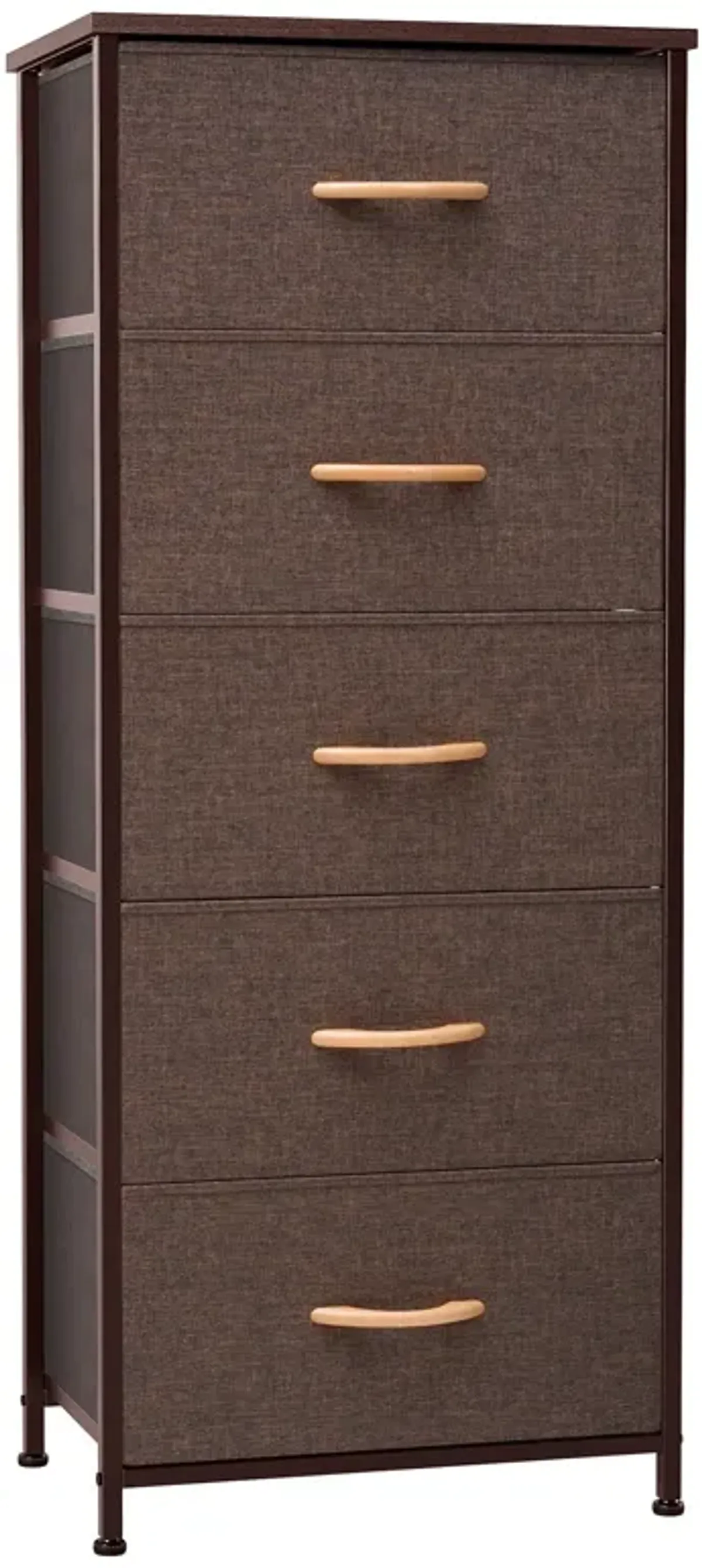 Steel And Fabric Five Drawer Chest - Brown