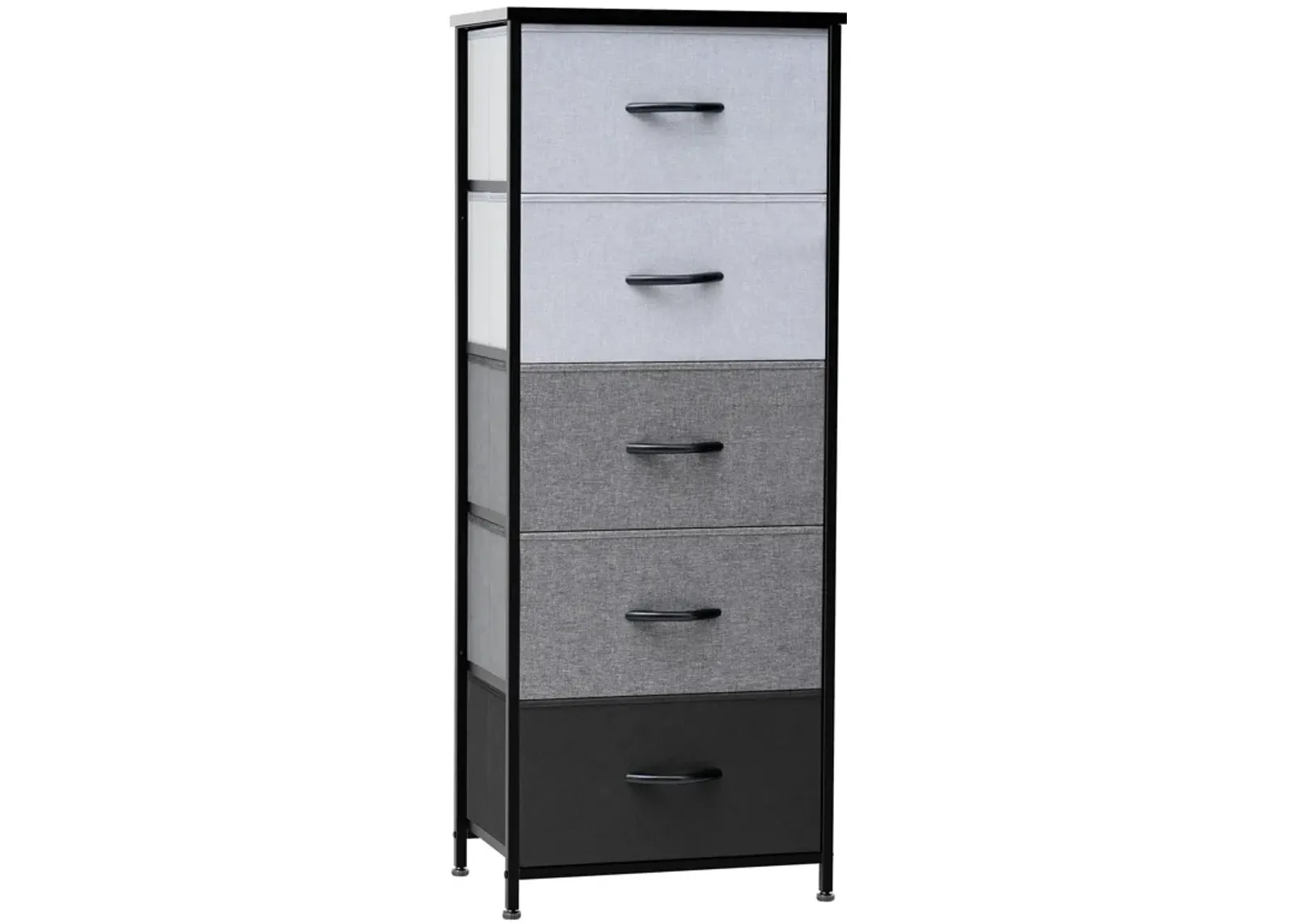 Steel And Fabric Five Drawer Chest - Gray / Black