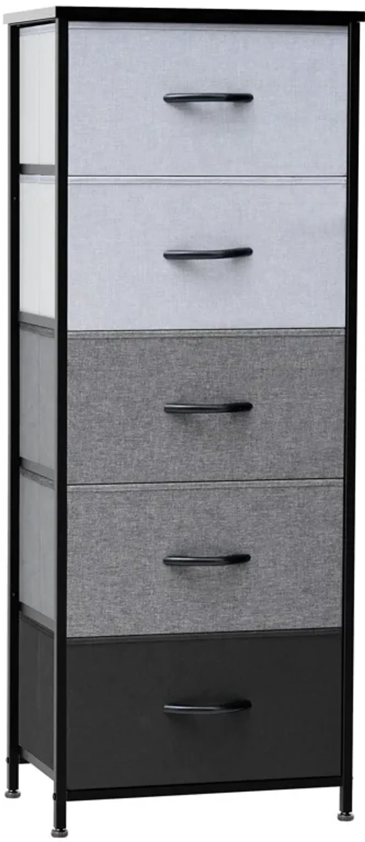 Steel And Fabric Five Drawer Chest - Gray / Black