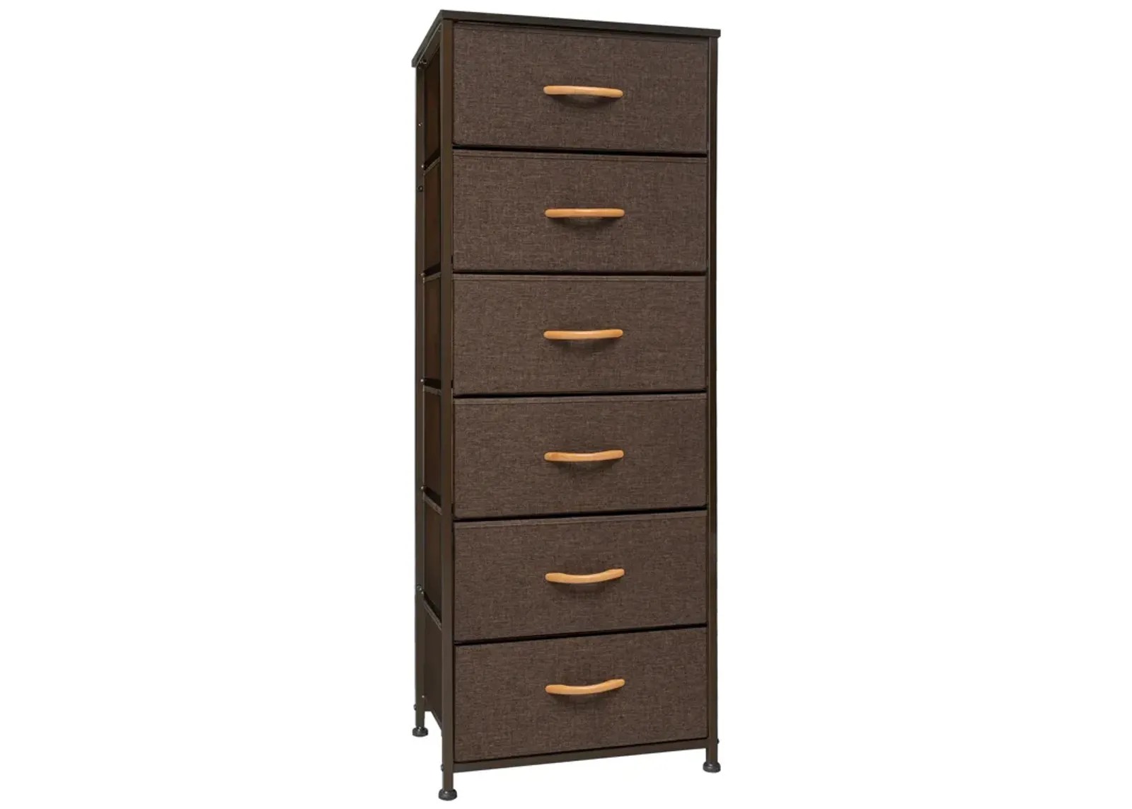 Steel And Fabric Six Drawer Chest - Brown