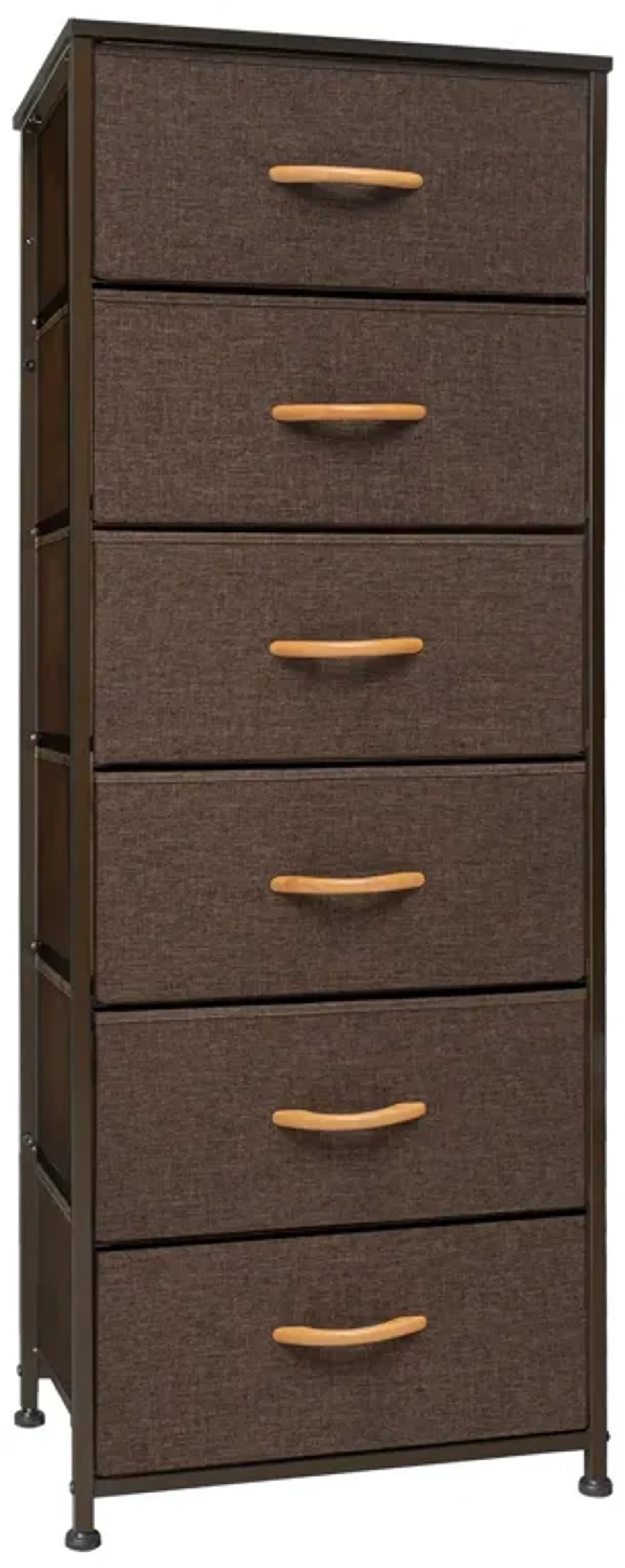 Steel And Fabric Six Drawer Chest - Brown