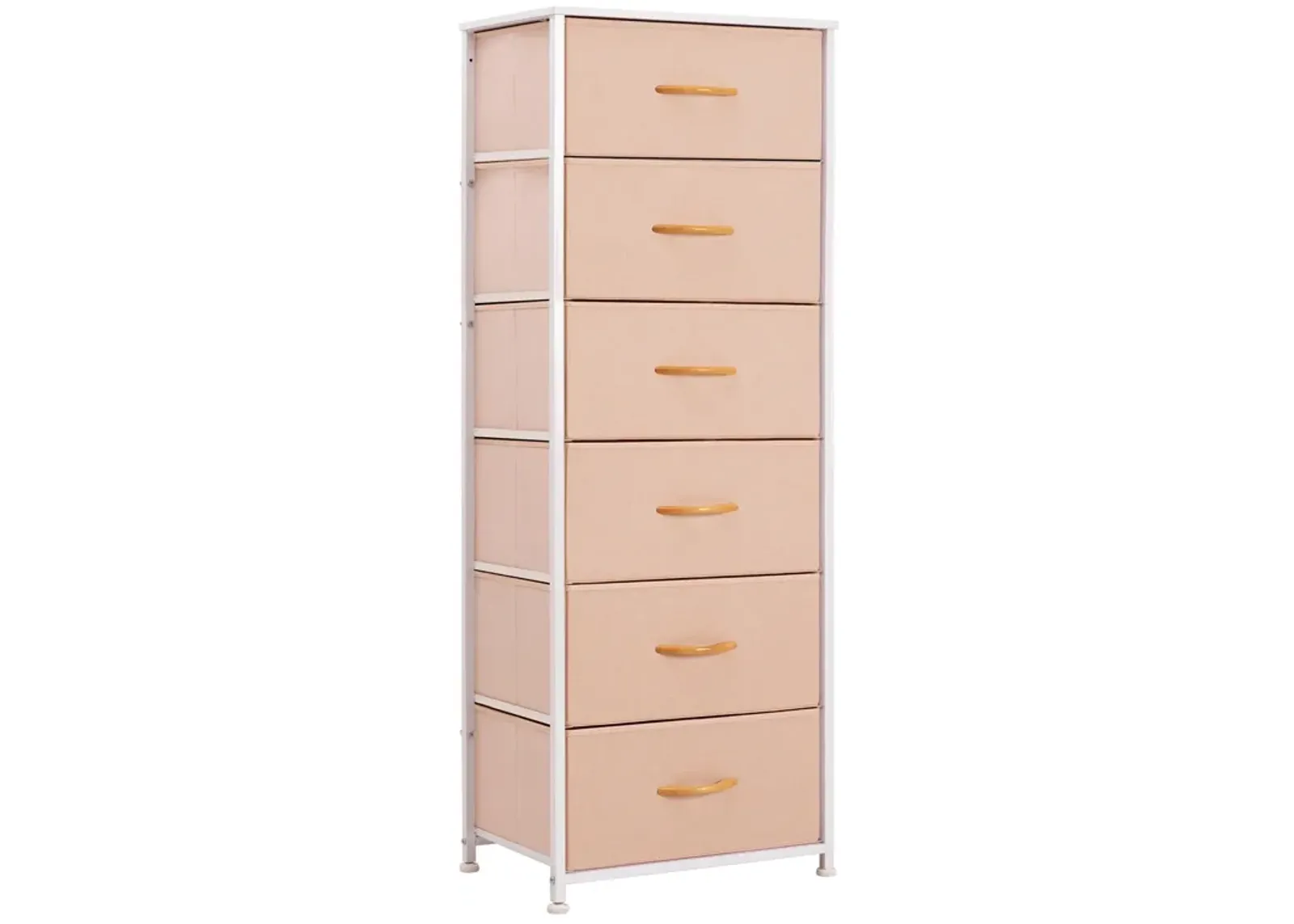 Steel And Fabric Six Drawer Chest - Pink / White