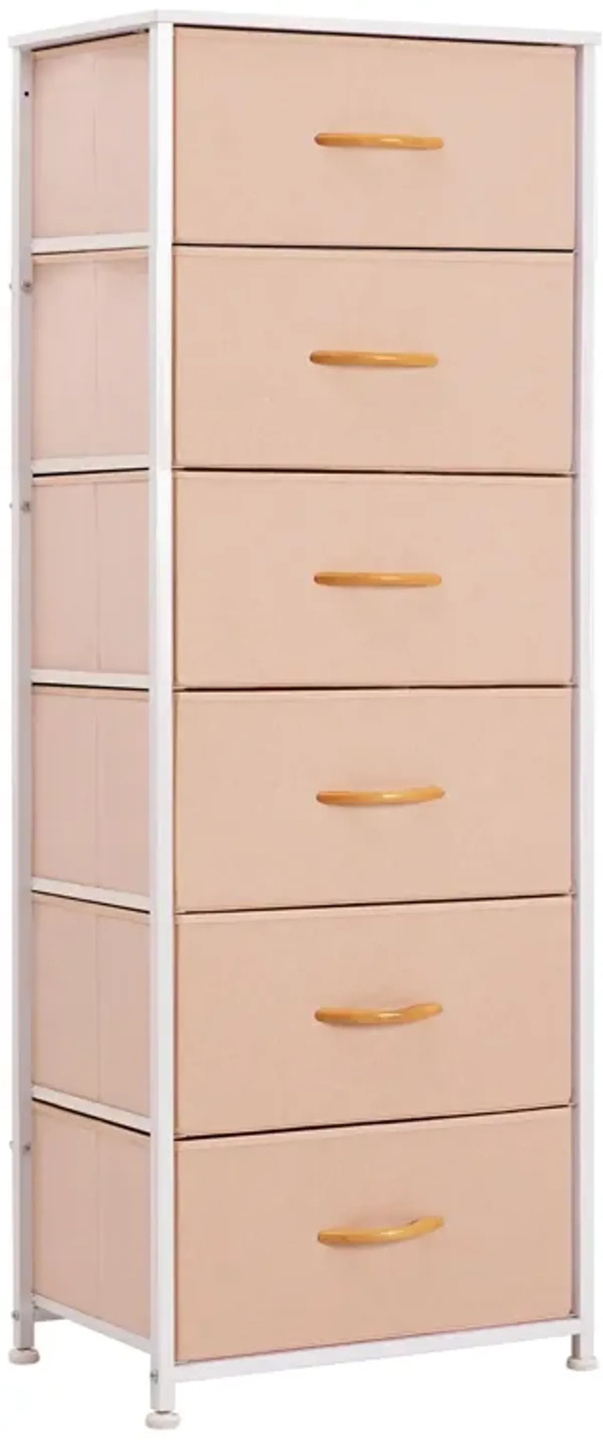 Steel And Fabric Six Drawer Chest - Pink / White