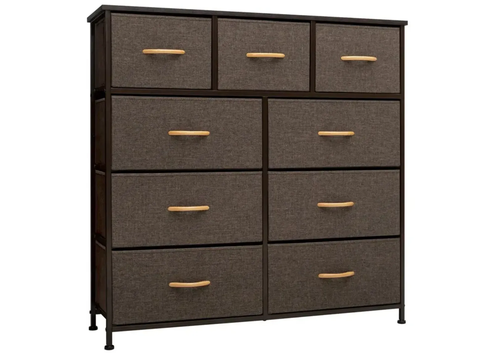 Steel And Fabric Nine Drawer Triple Dresser - Brown