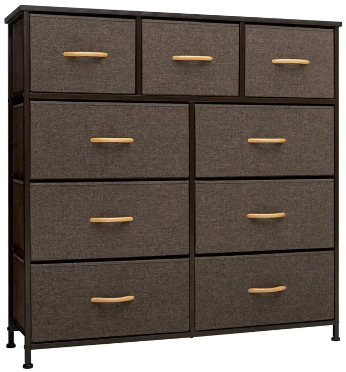 Steel And Fabric Nine Drawer Triple Dresser - Brown