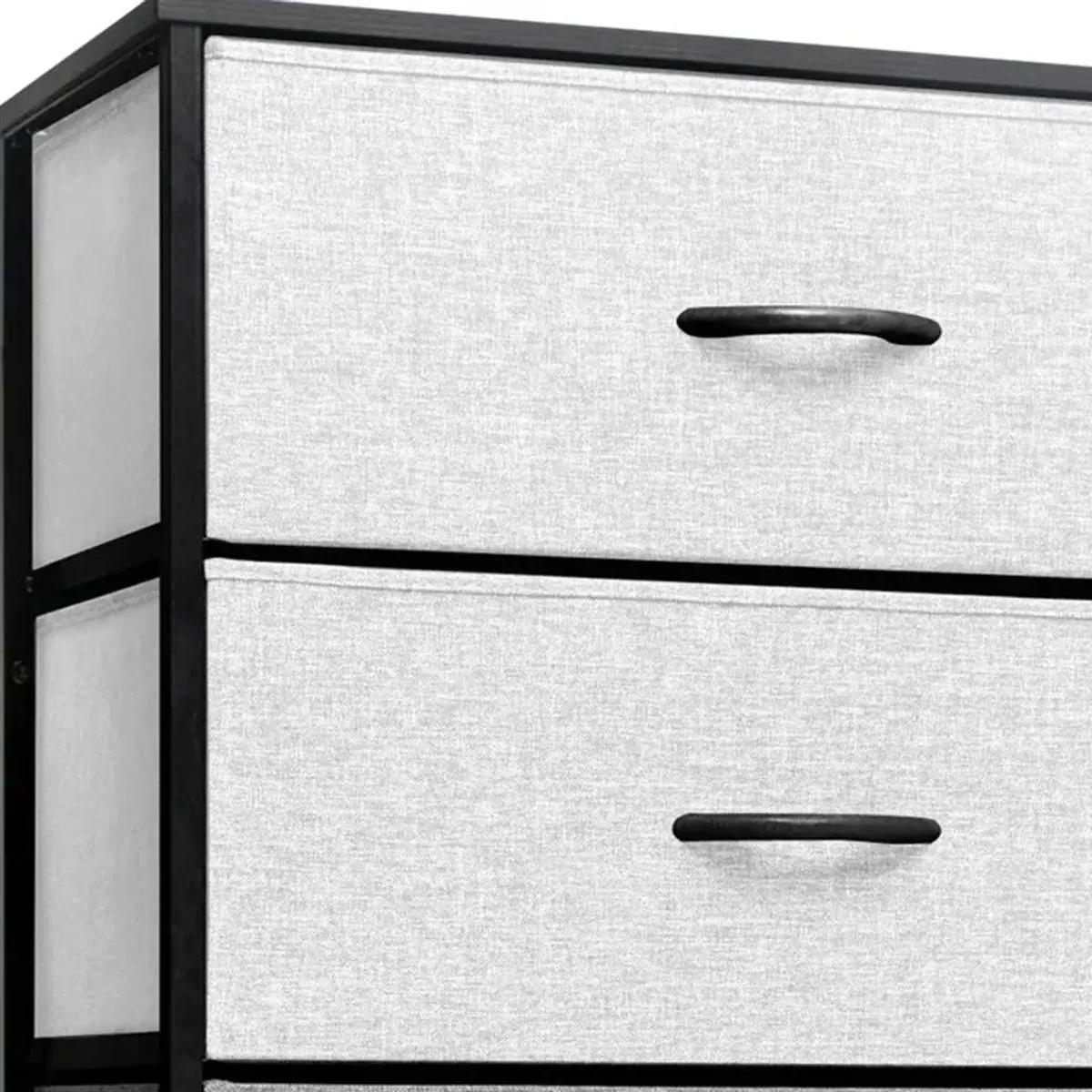 Steel And Fabric Five Drawer Double Dresser - Gray / Black