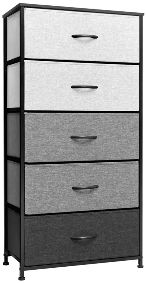 Steel And Fabric Five Drawer Double Dresser - Gray / Black