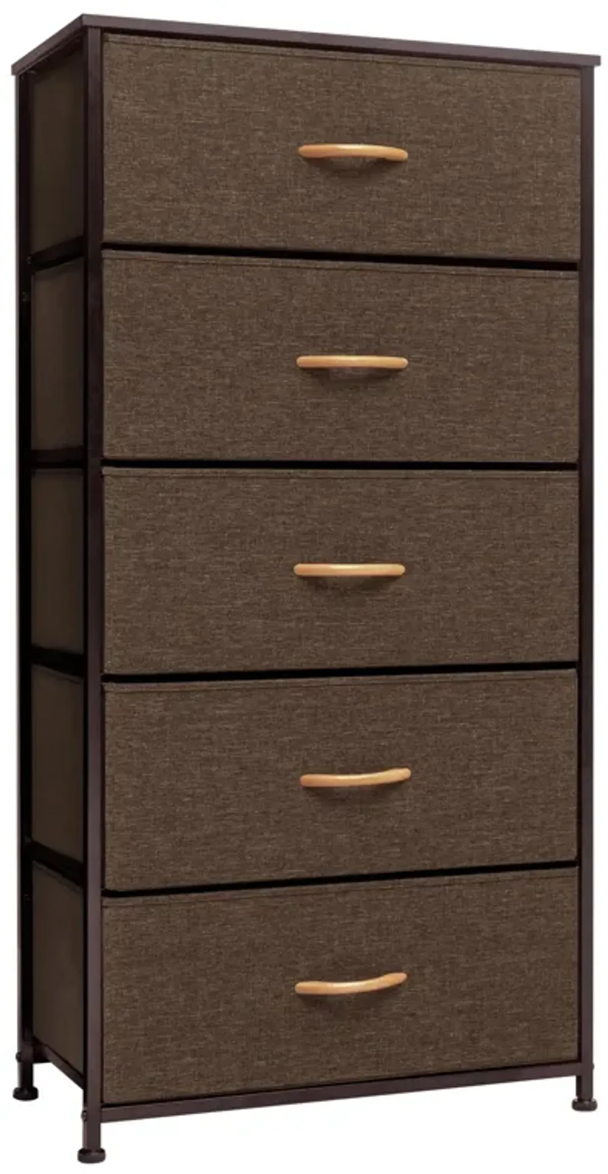 Steel And Fabric 5 Drawer Chest - Brown