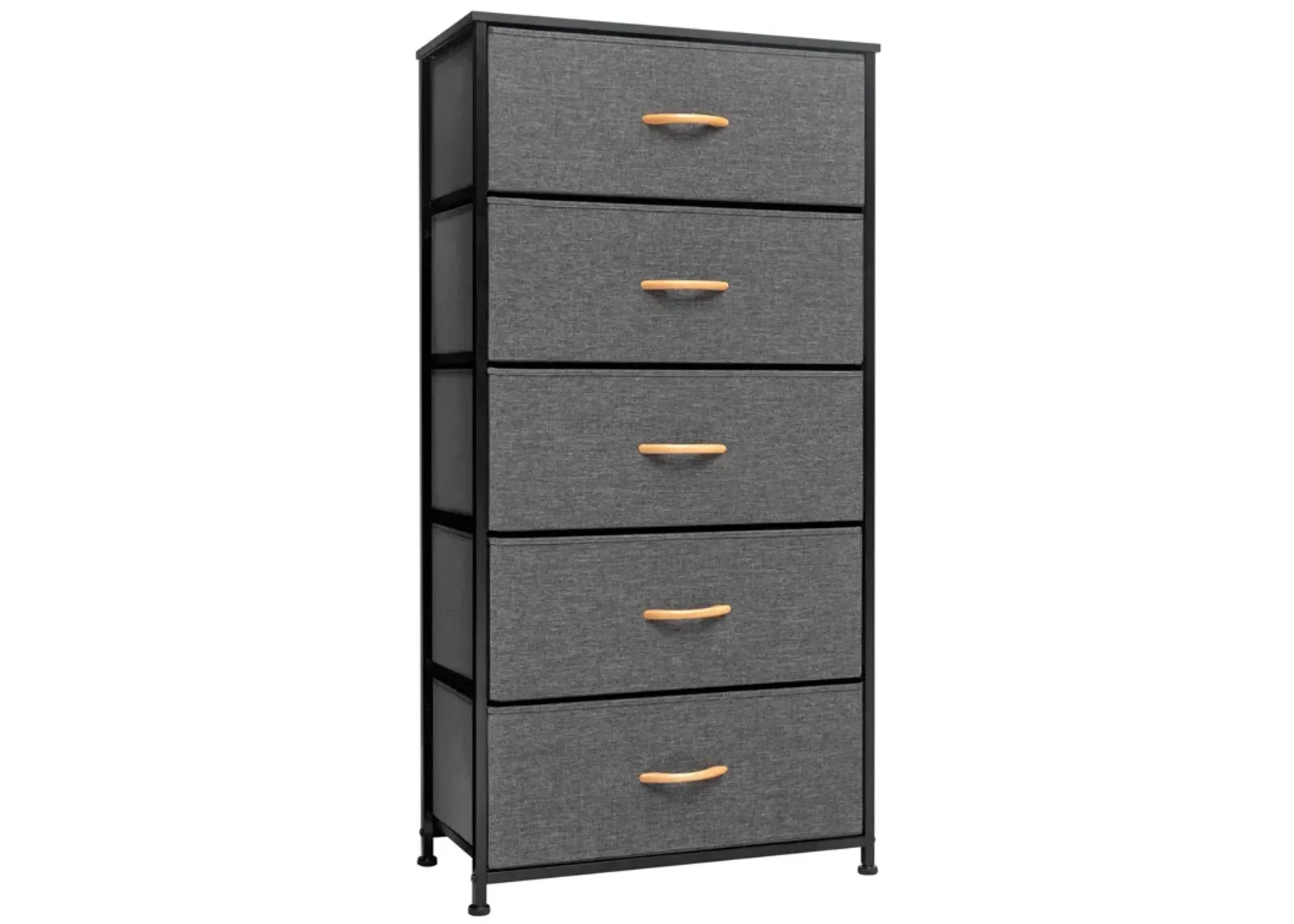 Fabric Five Drawer Chest - Gray / Black