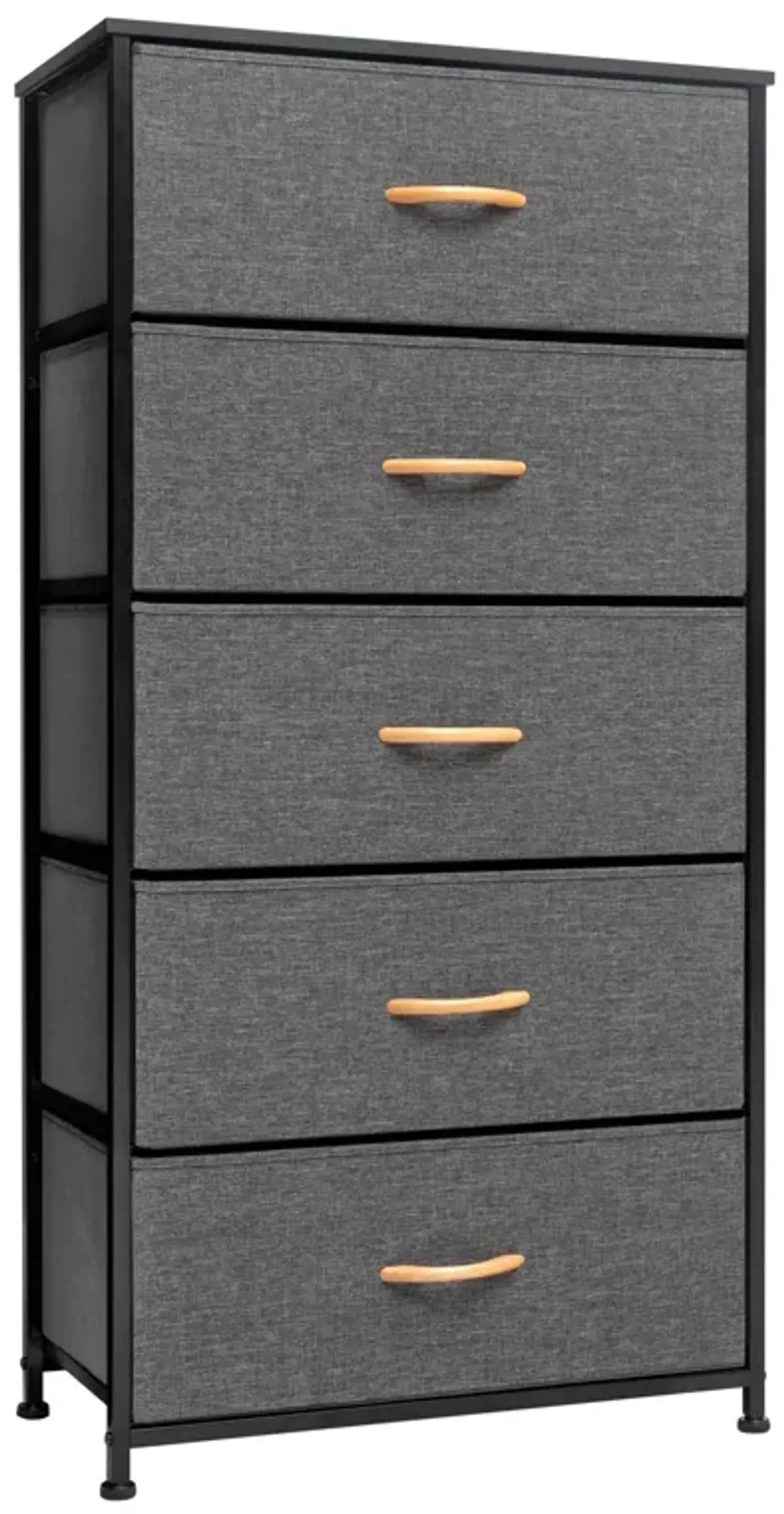 Fabric Five Drawer Chest - Gray / Black