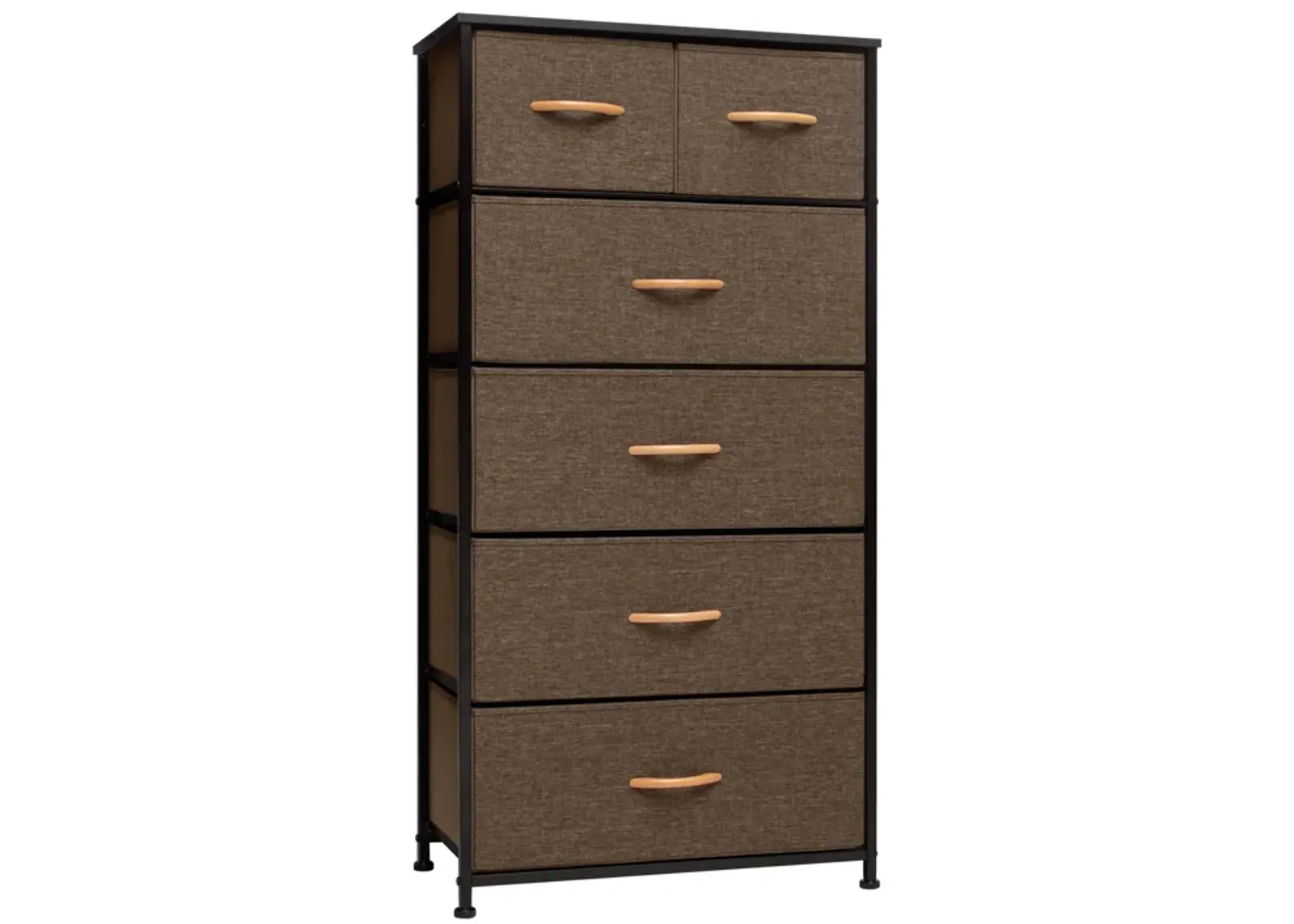 Steel And Fabric Six Drawer Combo Dresser - Brown