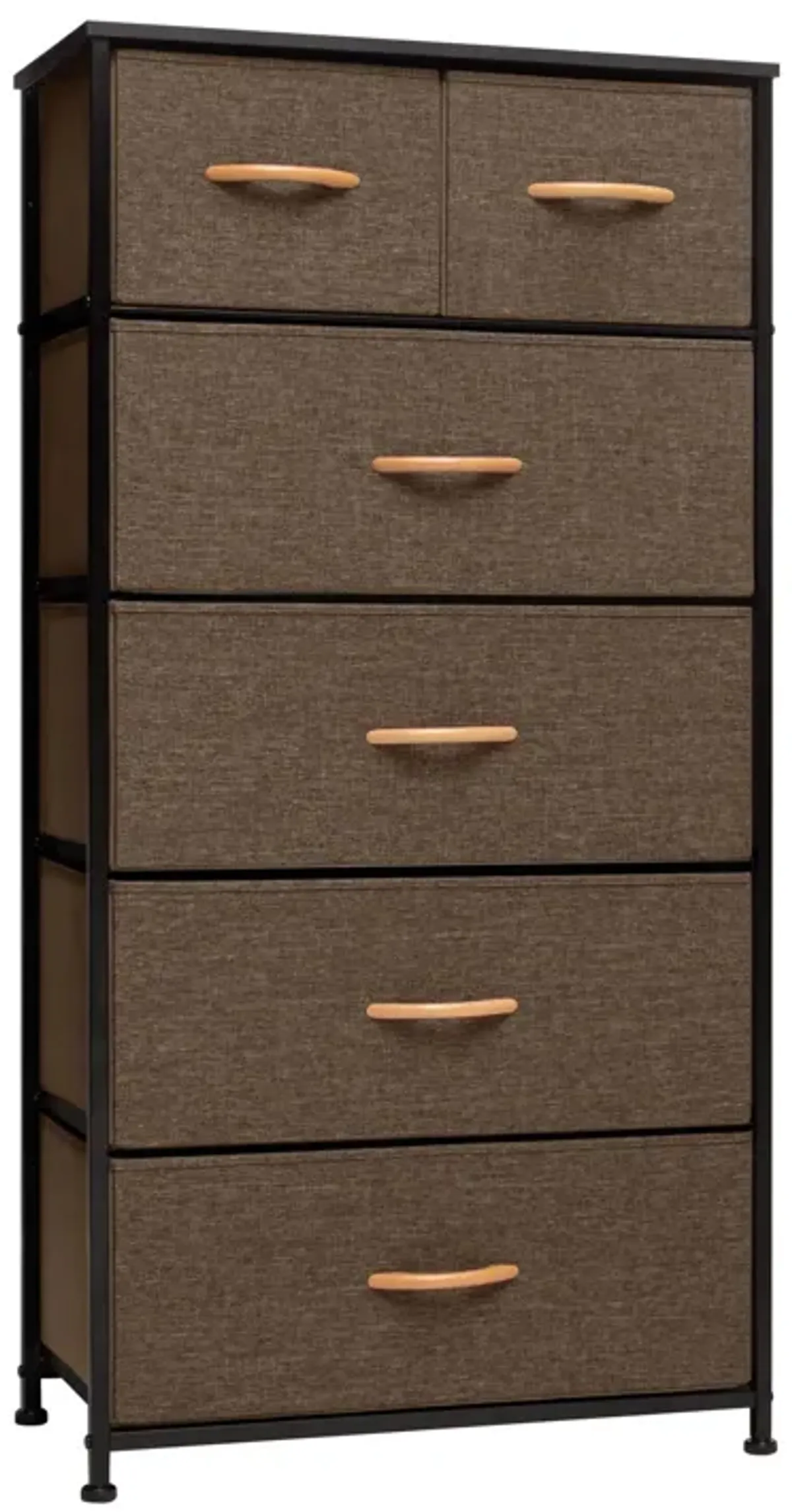 Steel And Fabric Six Drawer Combo Dresser - Brown