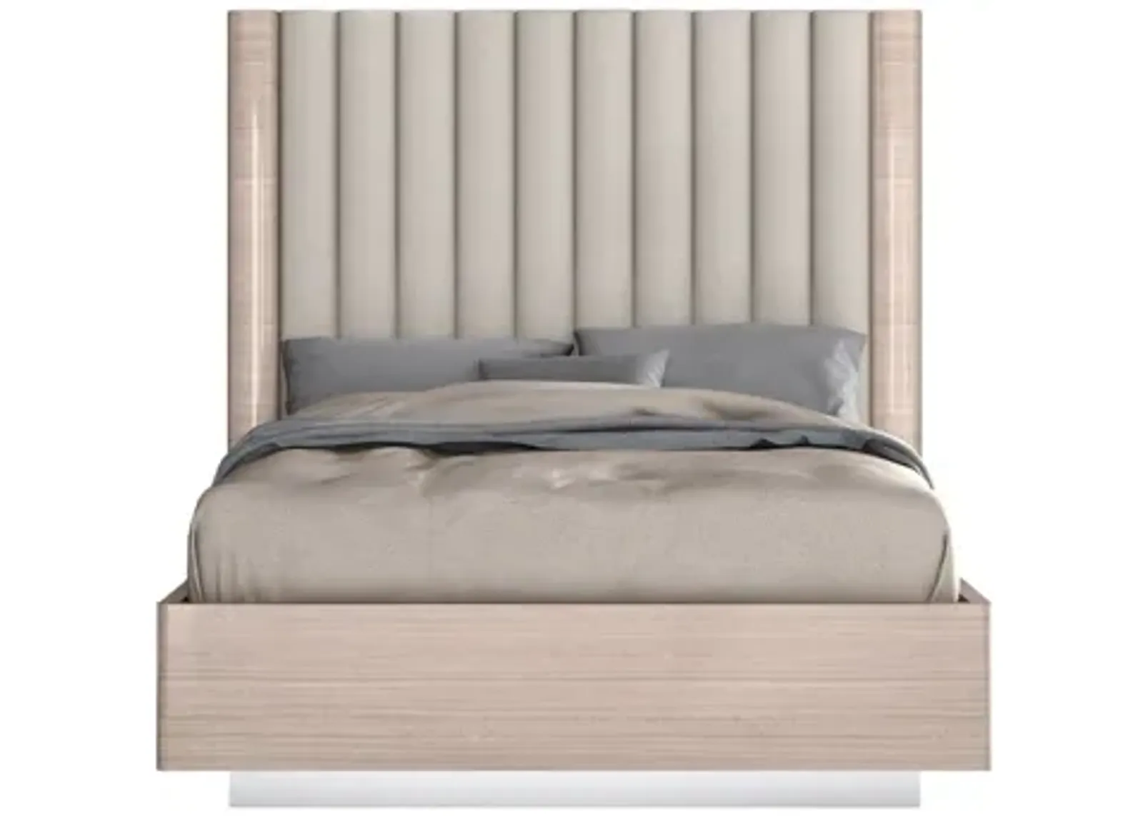 Full Upholstered Faux Leather Bed - Beige