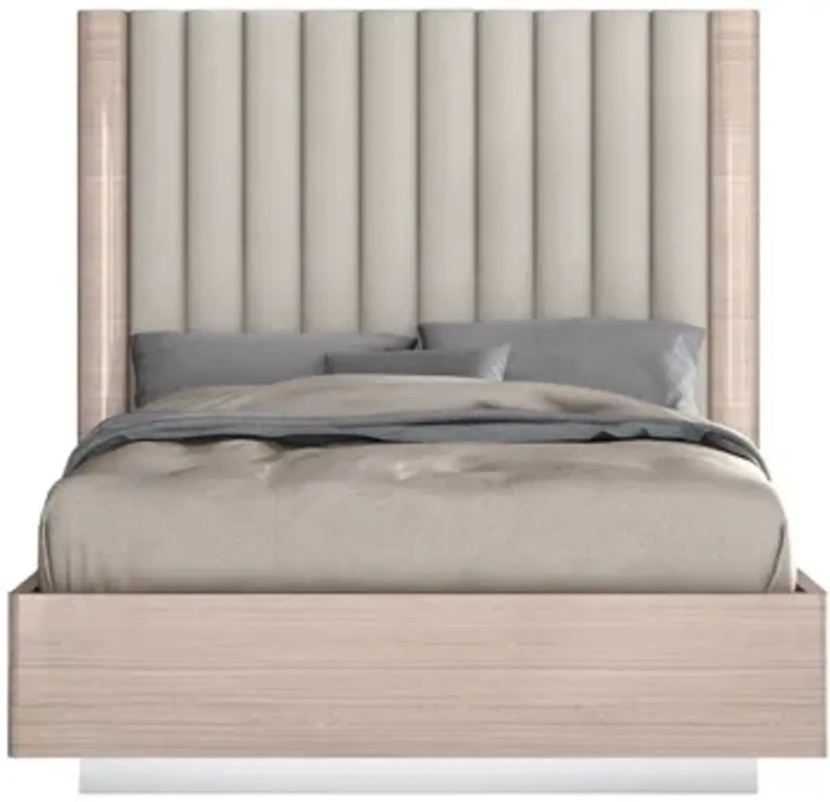 Full Upholstered Faux Leather Bed - Beige