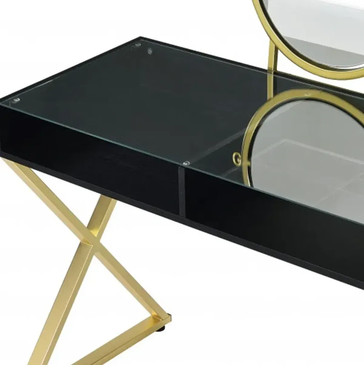 Mirrored Dresser - Black / Gold