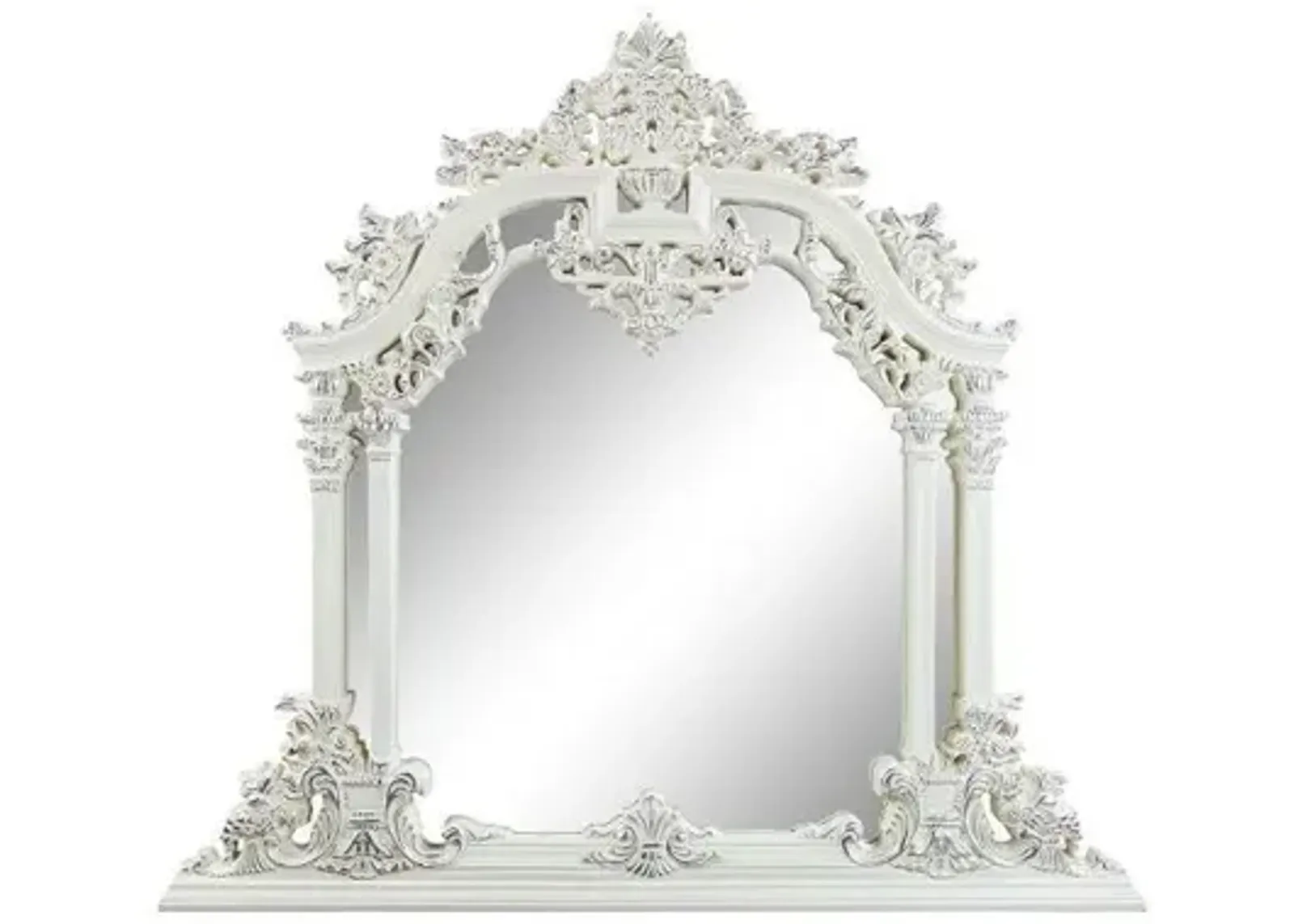 59" Antique Irregular Framed Dresser Mirror - White