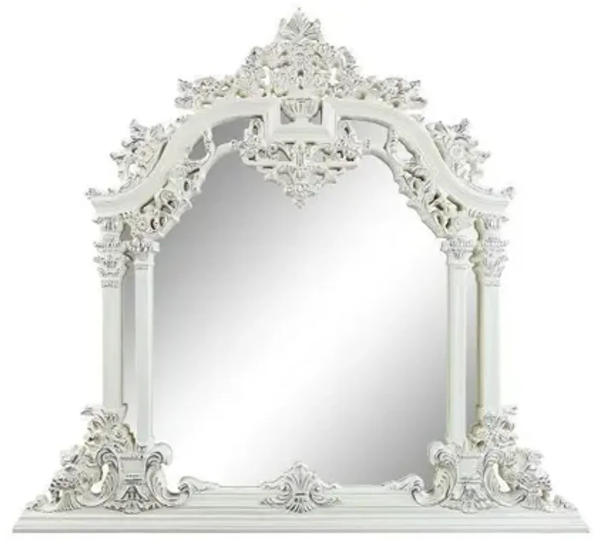 59" Antique Irregular Framed Dresser Mirror - White