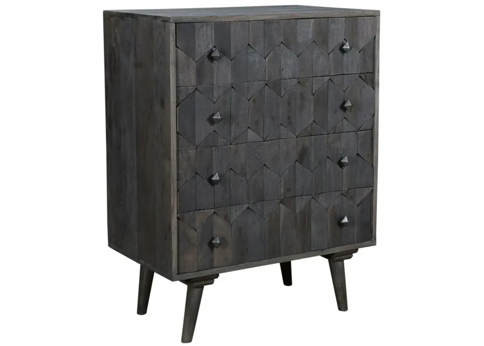 Solid Wood Four Drawer Dresser - Dark Gray