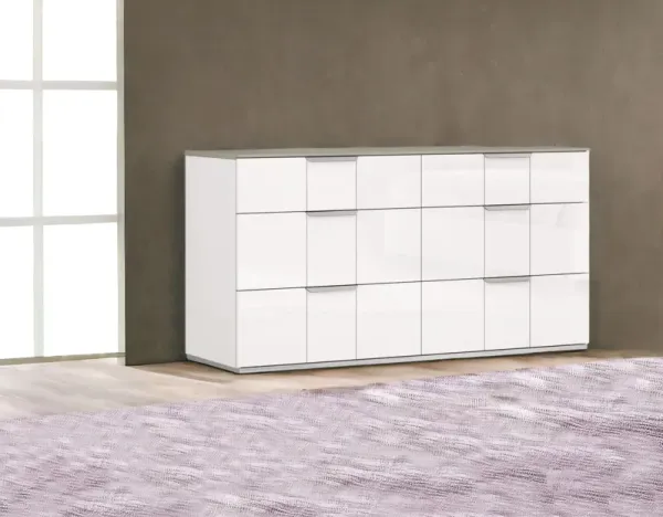 6 Drawer, Double Dresser - White