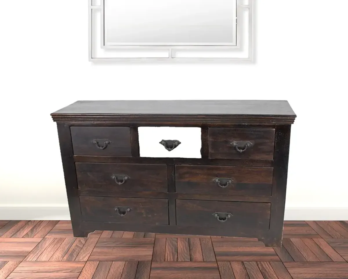 Wood Seven Drawer Triple Dresser - Brown