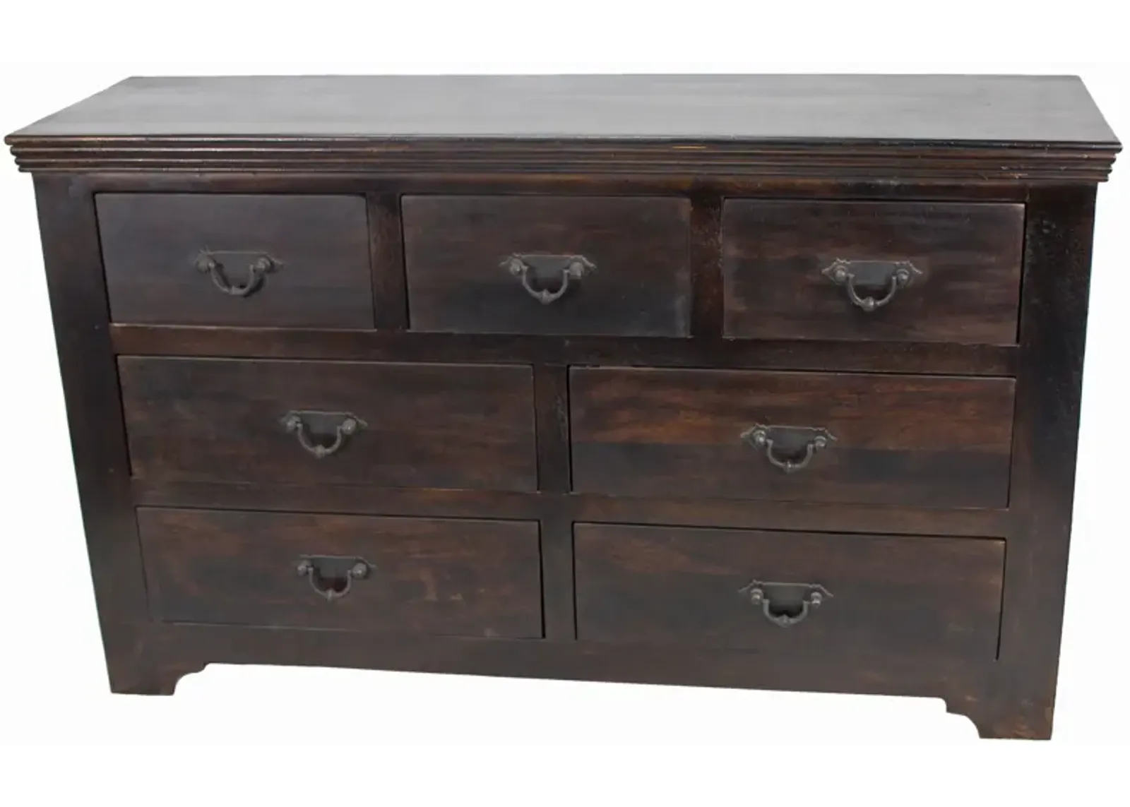 Wood Seven Drawer Triple Dresser - Brown