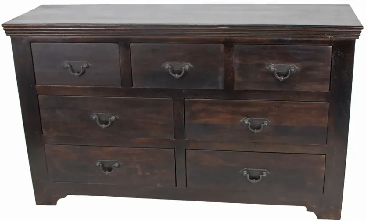 Wood Seven Drawer Triple Dresser - Brown