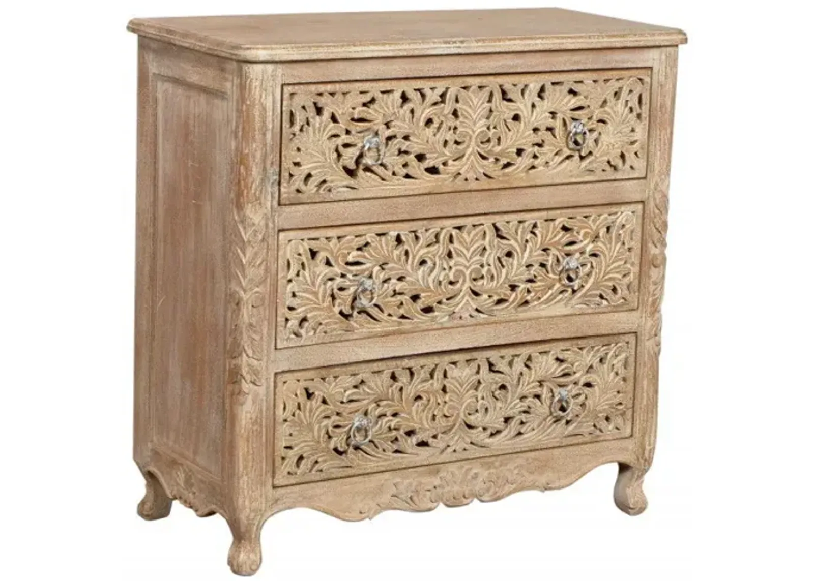 Solid Wood Three Drawer Dresser - Antique White