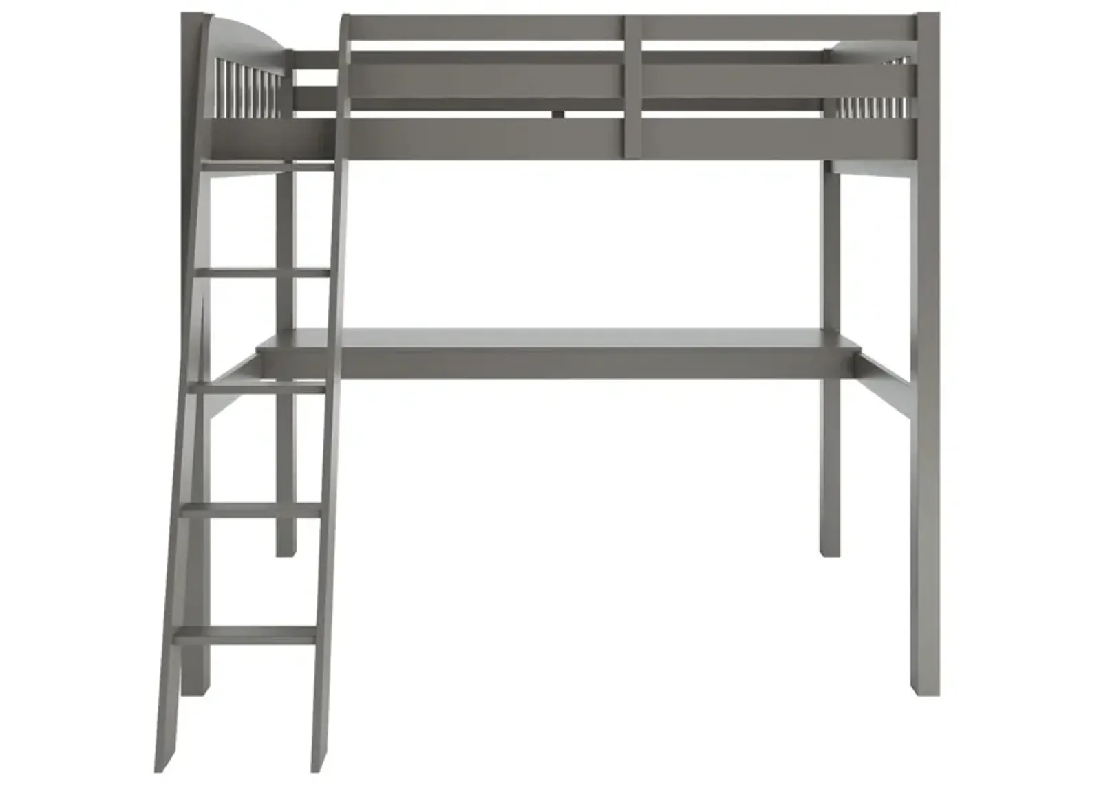 Solid Wood Twin Size Loft Bed with Desk and Storage - Gray