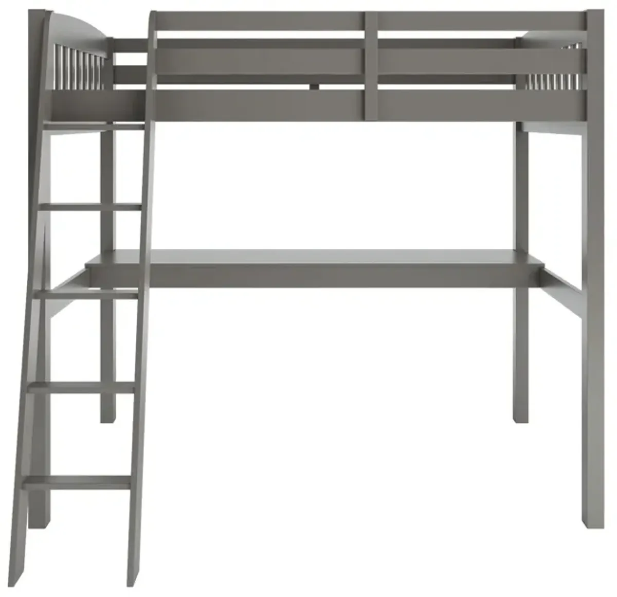 Solid Wood Twin Size Loft Bed with Desk and Storage - Gray