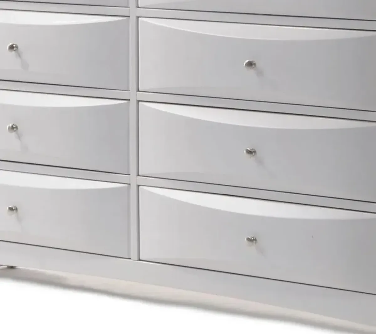 Solid Wood Eight Drawer Double Dresser - White