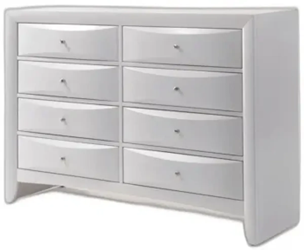 Solid Wood Eight Drawer Double Dresser - White