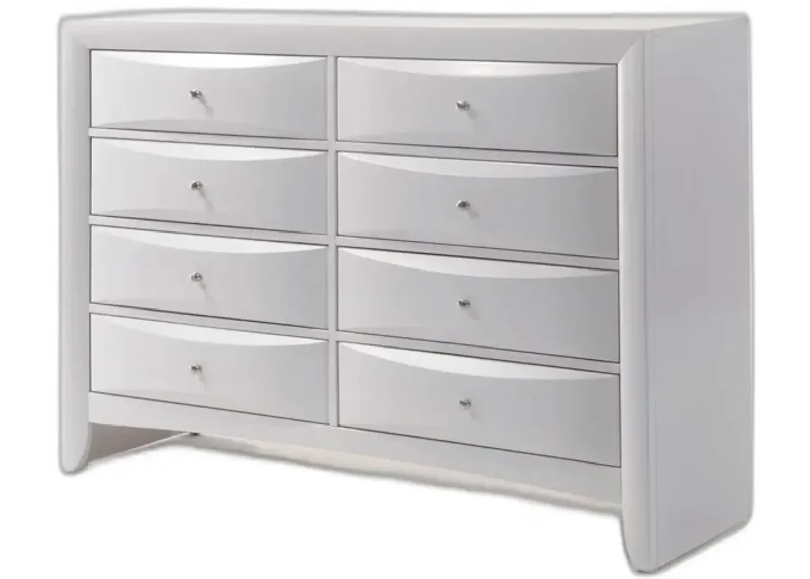 Solid Wood Eight Drawer Double Dresser - White