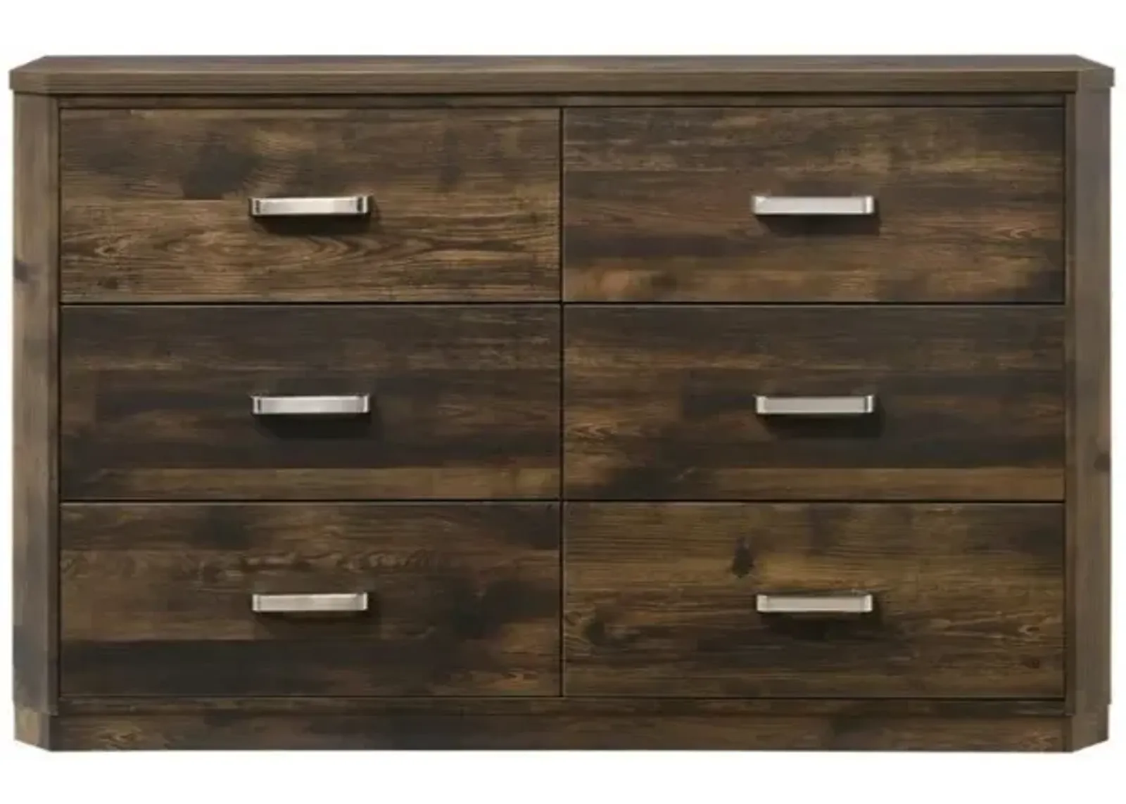 Solid Wood / Six Drawer Double Dresser - Dark Brown