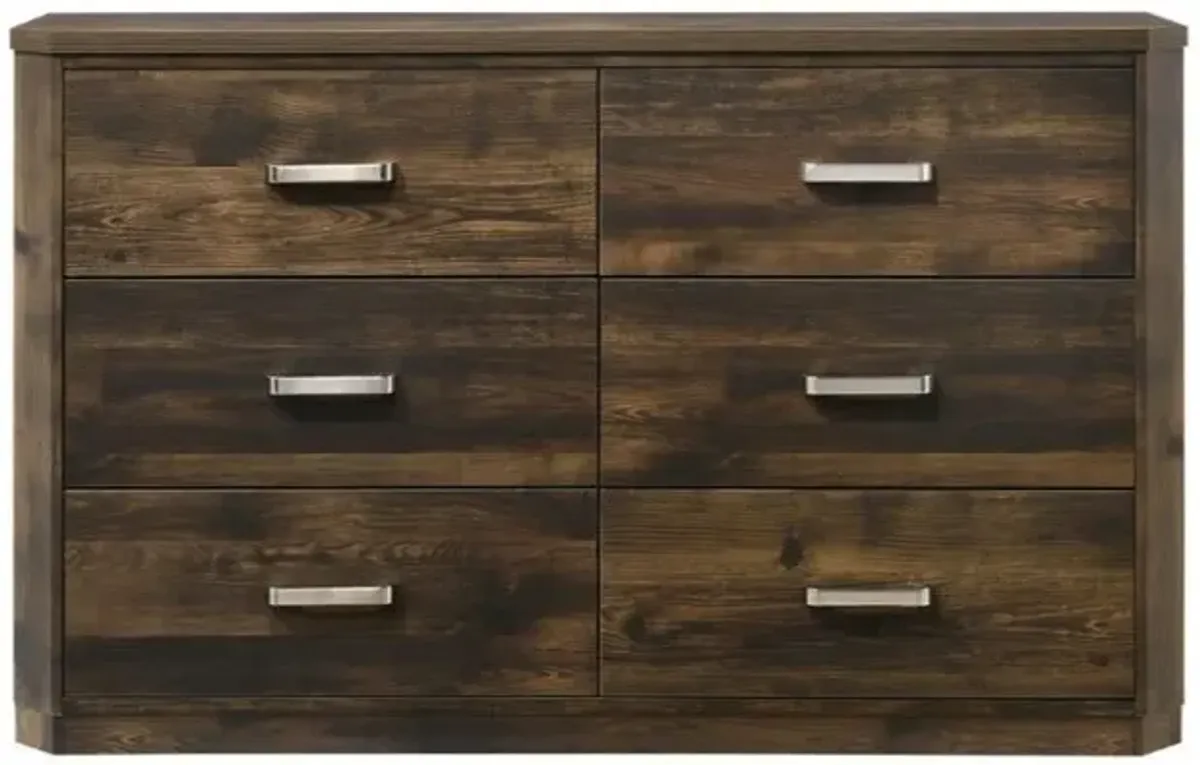 Solid Wood / Six Drawer Double Dresser - Dark Brown