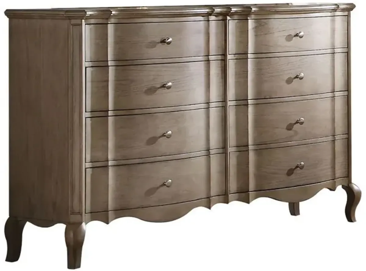 Solid Wood Eight Drawer Double Dresser - Taupe