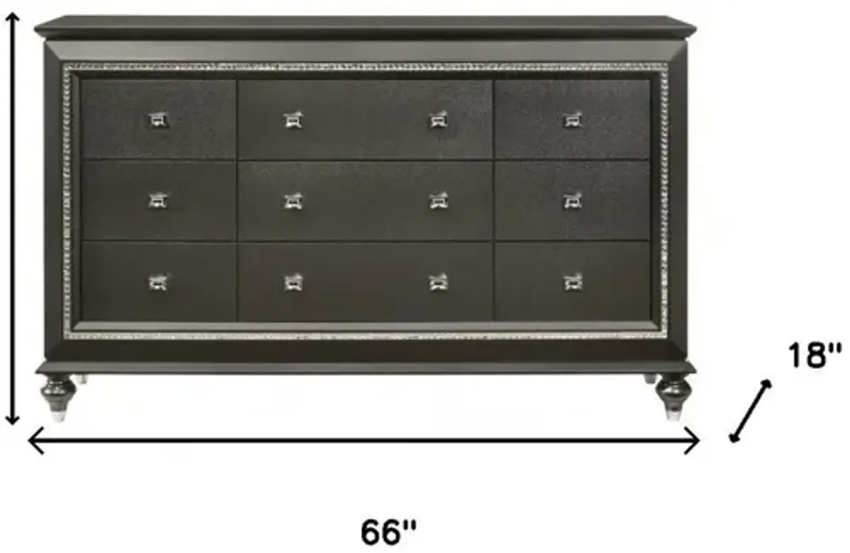 Solid Wood 9 Drawer Triple Dresser - Gray