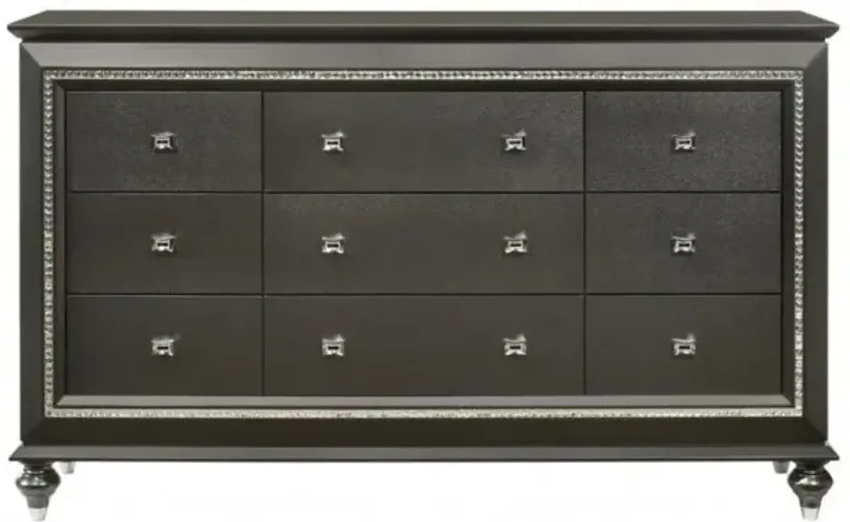 Solid Wood 9 Drawer Triple Dresser - Gray